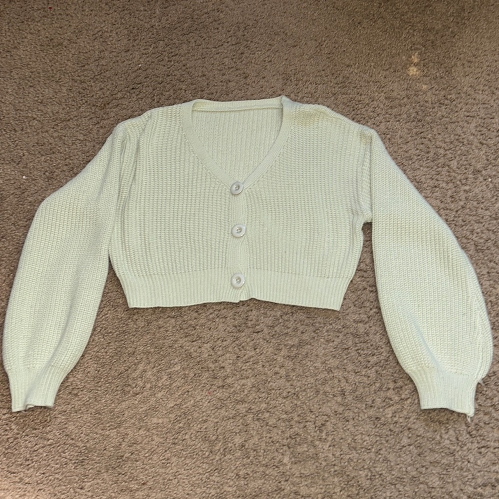 Cute Sage Green Button Up Sweater!